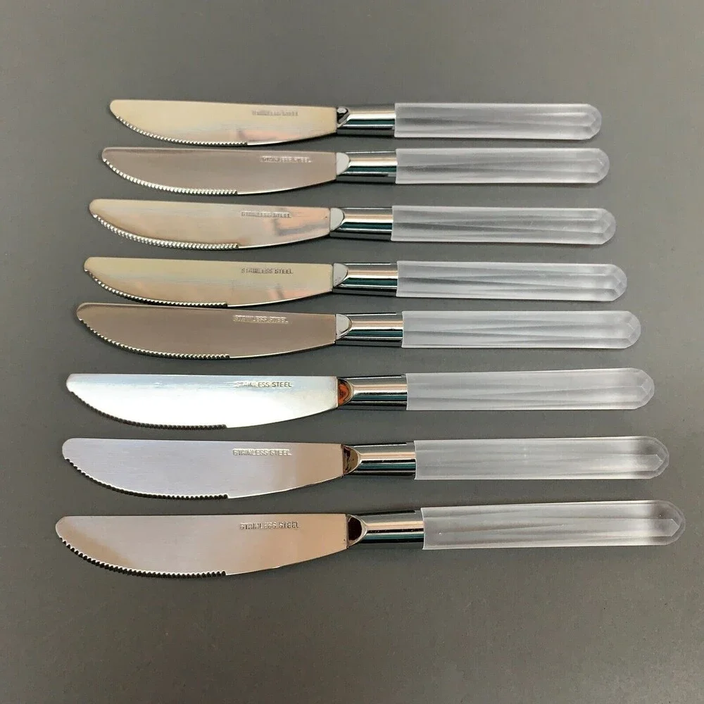 8 Stanley‎ Roberts City Lights Stainless Steel Plastic Frost Handles Knives